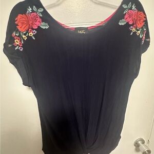 Women's Navy Blue Embroidered Top Large